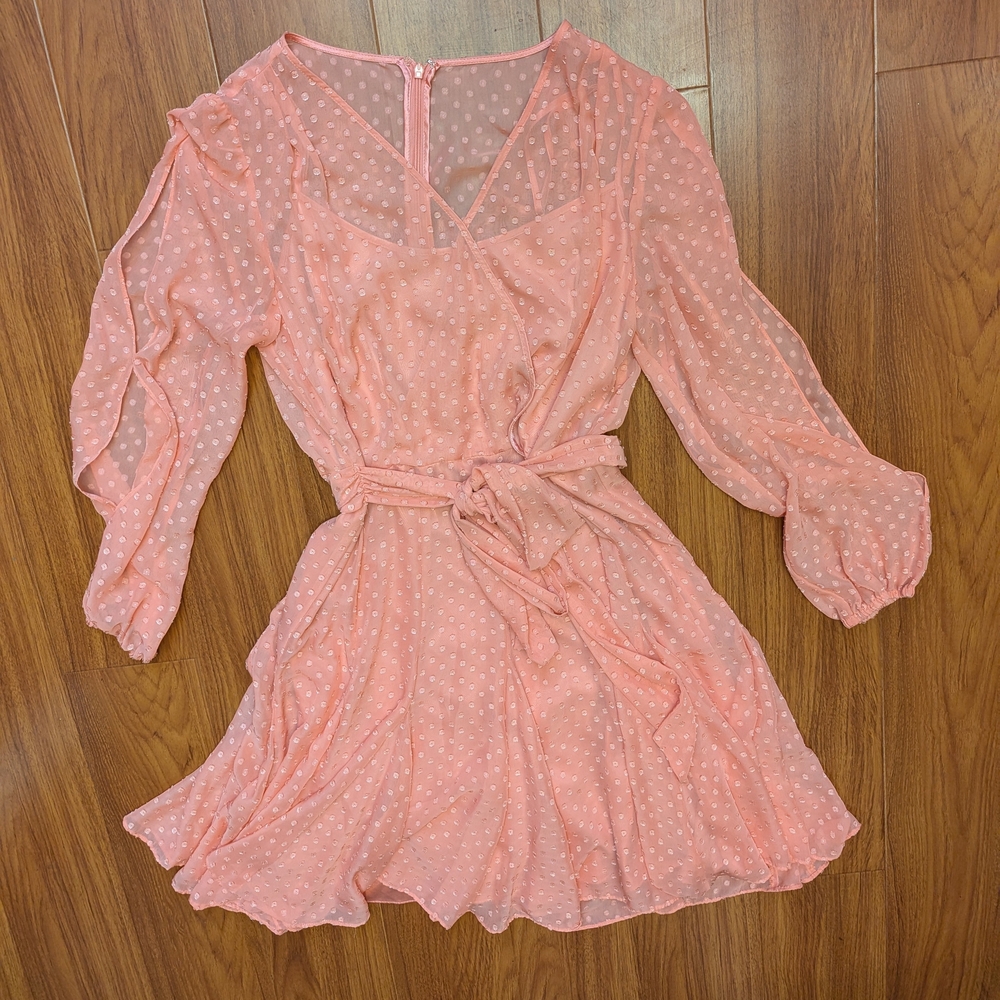 Tahari Soft Pink Long Sleeve Dress
